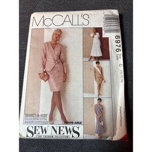 McCalls Sewing Pattern 6976 Womens Petite-Able Wardrobe Dresses & Jacket Size 10